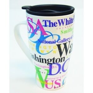 Jay Joshua NY Washington DC Neon Porcelain Travel Mug with Lid